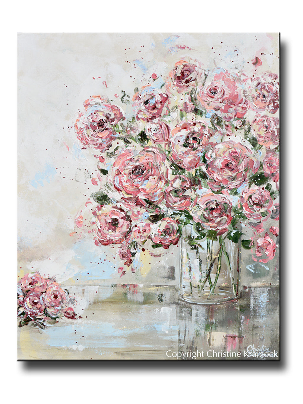 Watercolor abstract painting floral canvas