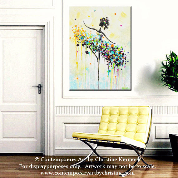 GICLEE PRINT Art Abstract Painting Dancer Blue Aqua CANVAS Prints Whit –  Contemporary Art by Christine